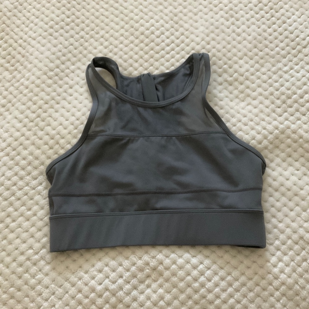 Zyia High Neck “One More Rep” Zip Back‎ Sports Bra - Grey - Size XS